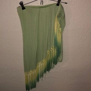 Green Y2K Fringe Venus Mini Skirt
